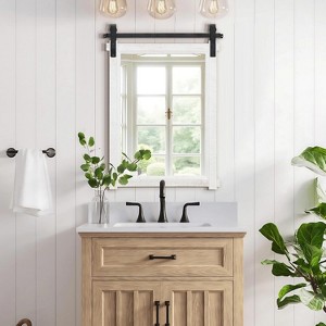 Barn Door Vanity Mirror with Solid Wood Frame for Farmhouse Bathroom and Living Room Decor - 1 of 4