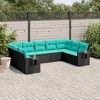 vidaXL Patio Sofa Set - 9 Piece Black Poly Rattan Outdoor Furniture with Cushions, Foldable Side Tables, Modular Design for Garden Terrace Deck - 2 of 4