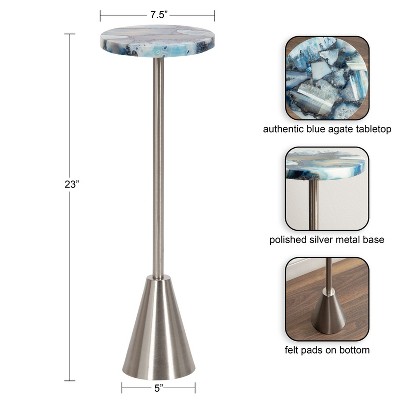 Sitara Blue Agate and Silver Round Drink Table