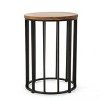 MOEPISY Outdoor Cylindrical Patio End Table With Round Solid Wood Top, Natural - 4 of 4