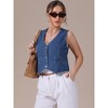 INSPIRE CHIC Women's Sleeveless V Neck Button Down Jean Crop Denim Tank Tops - 2 of 4
