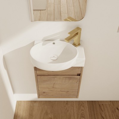 21.30"Soft Close Doors Bathroom Vanity With Sink,16 Inch For Small Bathroom,Imitative Oak
