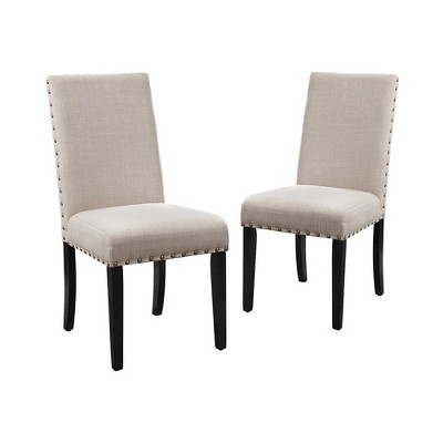 New Classic Furniture, Furniture Crispin 19" Fabric Dining Chairs in Beige (Set of 2)