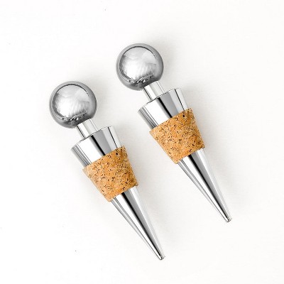 2 PCS Metal Cork  Stoppers Synthetic Wood  Corks