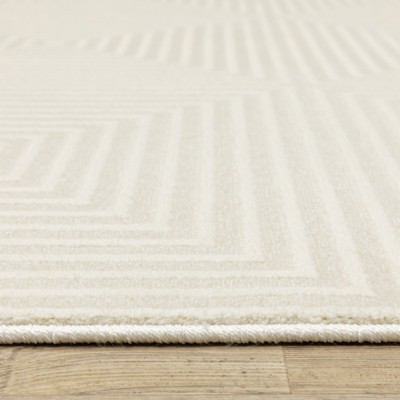 Ivory Geometric Rectangular Synthetic Area Rug 5'3" x 7'6"