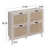 TIRAMISUBEST Freestanding 4-Door White Shoe Rack with Pine Legs-Engineered Rattan Storage for Entryway - 4 of 4