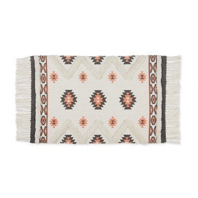 Design Imports Southwestern Textured Fringe - Gray & Blush - 2 X 3 Ft