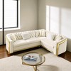 106" L-Shaped Chesterfield Sectional Sofa with Gold Stainless Steel Accents, Velvet Button Tufted Design & 5 Pillows for Luxury Living Room - 3 of 4