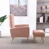 KTMBDW Modern Accent Chair with Ottoman, Boucle Armchair and Footstool, Lounge Reading Chair with Golden Metal Legs for Living Room Bedroom - 4 of 4