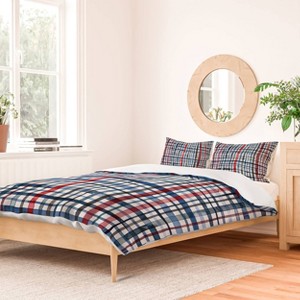 Deny Designs Ninola Design Checks Tartan Blue Queen/Full Duvet and Sham Set (2-3pc Set) - 1 of 4