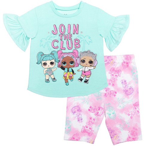 L.o.l. Surprise Little Girls T shirt And Bike Shorts Outfit Set Tie Dye Light Blue 6 6x Target