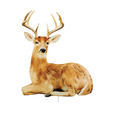 Collections Etc Realistic Deer Outdoor Metal Garden Stake Brown Laying