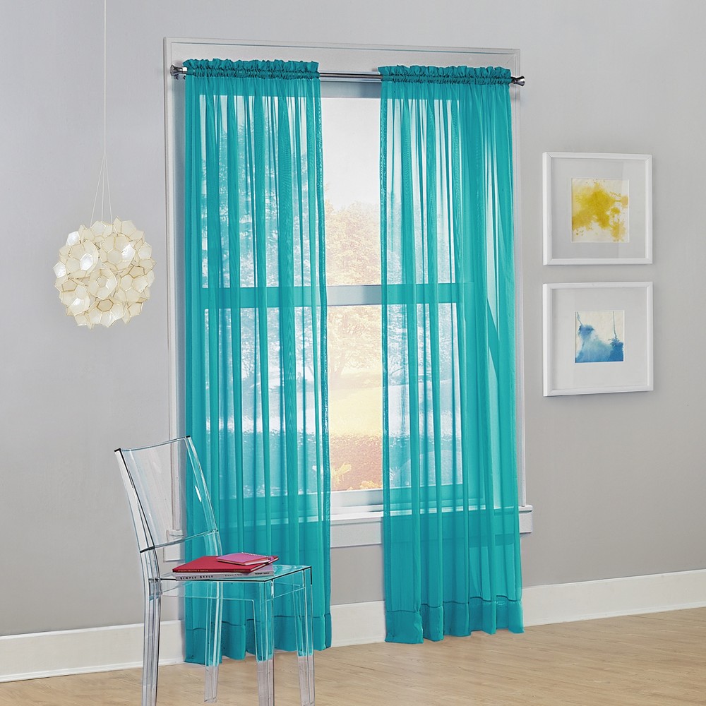 63"x59" Calypso Voile Rod Pocket Sheer Curtain Panel Sky - No. 918