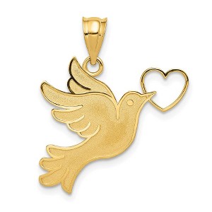 Black Bow Jewelry 14k Yellow Gold Dove with Heart Pendant - 1 of 4