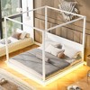 TIRAMISUBEST Queen/King Size LED Lighting Canopy Bed Frame, Four Poster Platform Bed with Wood Support Slats - 2 of 4