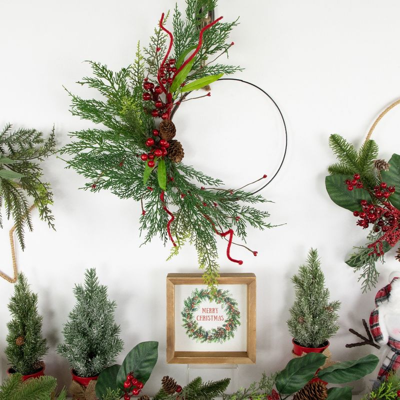 Northlight Real Touch™️ Mixed Greenery and Berries Artificial Christmas Wreath  - 18" - Unlit, 2 of 10