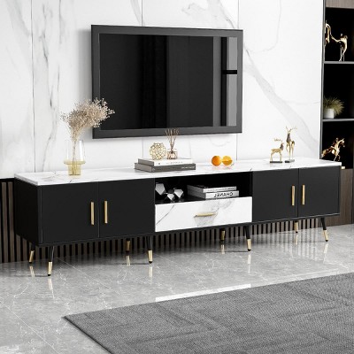 KTMBDW Modern TV Stand for 80 inch TV, TV Console Cabinet with Storage, Open Shelves Entertainment Center for Living Room and Bedroom