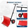 Heavy-Duty Wheeled Snow Shovel - Ergonomic Pusher with Adjustable Angle Blade & Height Handle, Ideal for Driveway, Walkway & Courtyard - 3 of 4