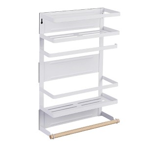 ADIVO Magnetic Fridge Storage Shelf with Paper Towel Holder Kitchen Spice Rack Organiser - White - 1 of 4