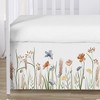 Sweet Jojo Designs Girl Baby Crib Bed Skirt Watercolor Floral Garden Green Blue and Orange - 3 of 3