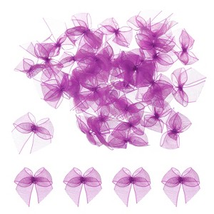 Unique Bargains Fabric Craft Gift Packaging Accessories Satin Mini Ribbon Bows 50 Pcs - 1 of 4