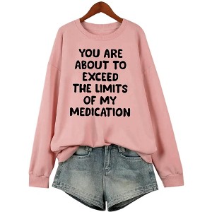 Coolmee Plus Size Sweatshirt for Women Crewneck Long Sleeve Casual Tops Letter Graphic  Pullover Shirts - 1 of 3