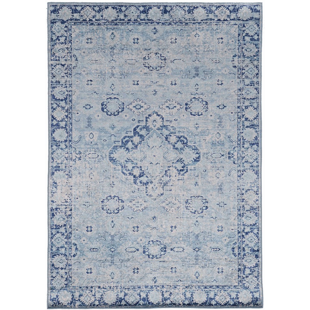 5'x7' Emerald Canton Rug Dark Blue/Ivory - Linon