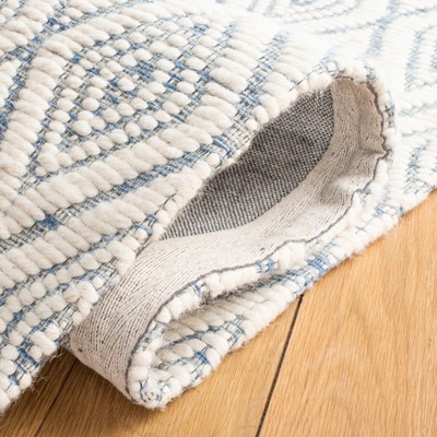 Ivory and Dark Blue Hand-Tufted Wool 3' x 5' Area Rug