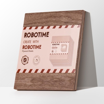 Robotime 3D Puzzles Laser Wood SheetsBasswood 3mm Plywood Sheets for Laser Cutting, Multicolored, 11.81"*11.81"*0.79"