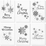 48-Pack Merry Christmas Greeting Cards Bulk Box Set - Winter Holiday Xmas Greeting Cards in 6 Silver Foil Designs, Envelopes Included, 4 x 6 inches