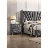 Sapphtopaz Upholstered Nightstand with 2 Drawers Glass Top Side Table with Crystal-like Knobs & Chrome Legs End Table for Bedroom,Living Room - 3 of 4