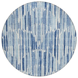 Navy Blue And Sky Blue Abstract Washable Indoor Outdoor Area Rug - 1 of 4