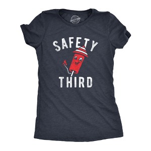 Womens Safety Third T Shirt Funny Fourth Of July Fireworks Dangerous Joke Tee For Ladies - Crazy Dog Women's T Shirt - 1 of 4