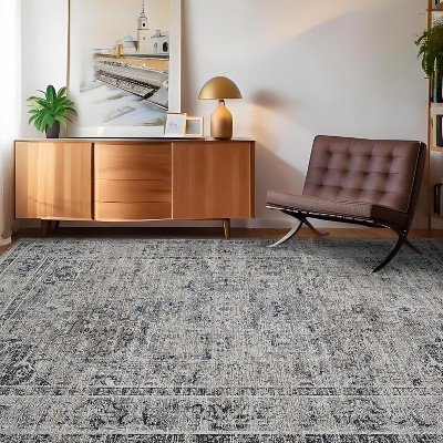 Vintage Area Rug – Stain-Resistant Non-Shedding Non-Slip Soft Carpet for Bedroom Dining Room Home Office Low Pile.