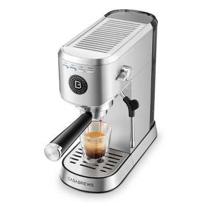 CASABREWS 5418Basic Stainless Steel Compact Espresso Machine: 20-Bar, Milk Frother, Volume Control