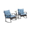 3 Pieces Patio Furniture Set Rocking Bistro Set Outdoor Rattan Conversation with Coffee Table for Garden Balcony Backyard Poolside - 3 of 4