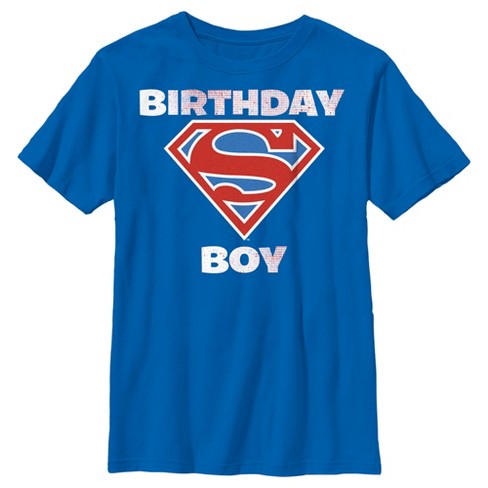 Boy s Superman Birthday Boy Super Logo T Shirt Royal Blue X Small