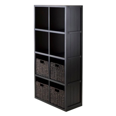 5pc Timothy Set Storage Shelf 4X2 with Baskets Black - Winsome