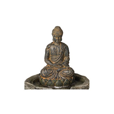 Rustic Zen Buddha LED Outdoor Water Fountain 21" High