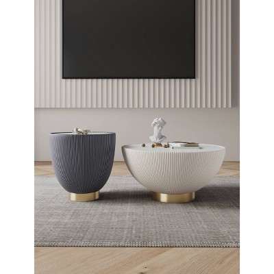 Modern Multicolor Ceramic and Gold Accent Table Set
