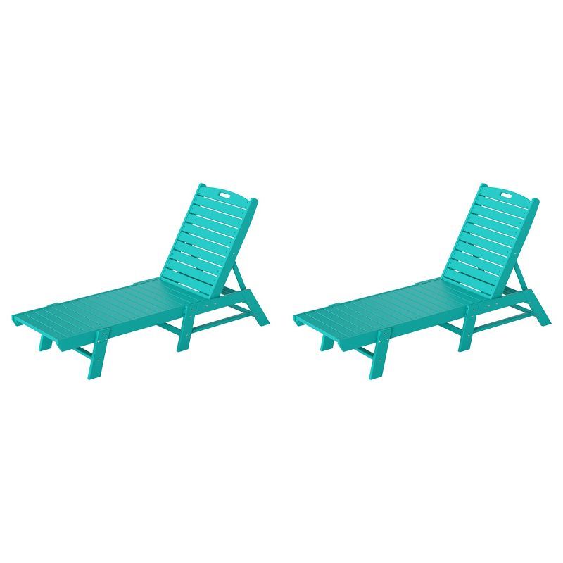 WestinTrends Poly Reclining Outdoor Patio Chaise Lounge Chair Adjustable (Set of 2), 1 of 3