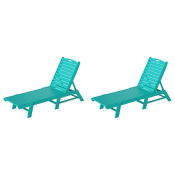 WestinTrends Poly Reclining Outdoor Patio Chaise Lounge Chair Adjustable (Set of 2)