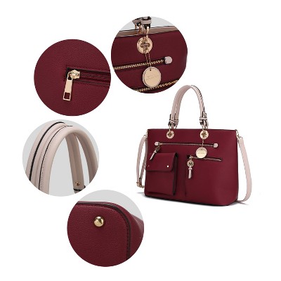 MKF Collection Julia Vegan Leather Color-block Women’s Satchel Bag by Mia k - Blush Charcoal — фото 5