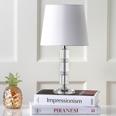 Erin Crystal Cube Table Lamp Set - Clear & Off-White