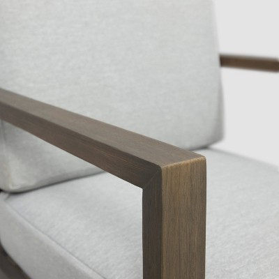 Gray Acacia Wood Club Chairs with Light Gray Cushions