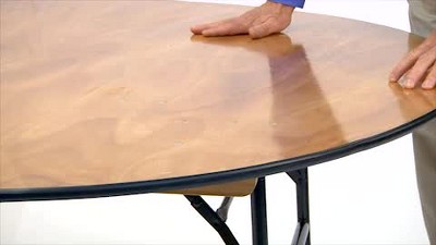 5-Foot Black Metal and Brown Wood Folding Banquet Table