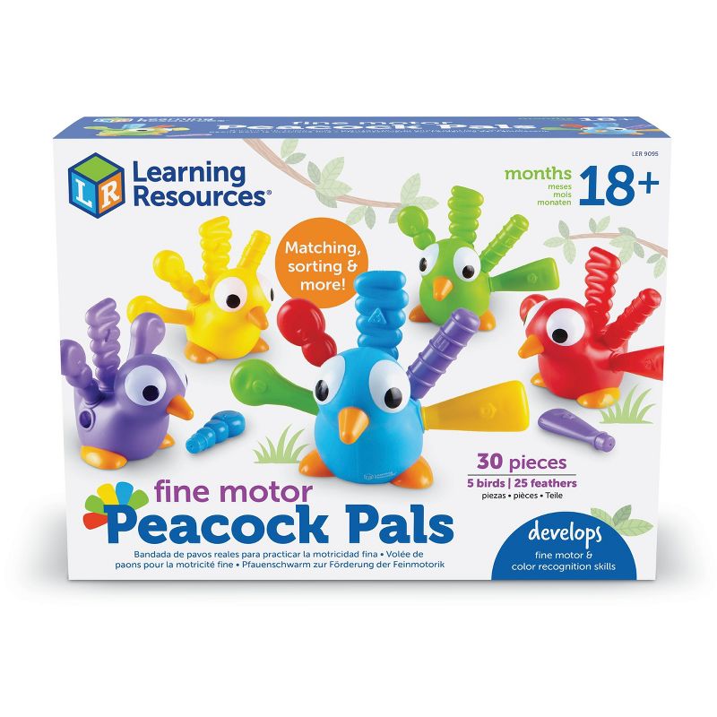 Learning Resources Fine Motor Peacock Pals, Fine Motor Toddler Toy, Sorting Set, Set of 5, Ages 18 mos+, 6 of 7