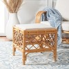 Larroux Rattan Ottoman W/ Cushion - Honey/White - Safavieh - image 2 of 4