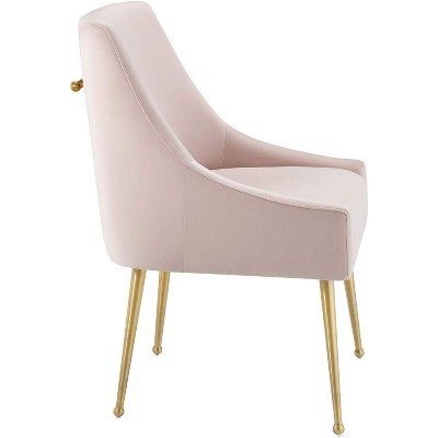Cascade Pink Velvet Upholstered Side Chair with Gold Metal Legs