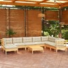 vidaXL Solid Pinewood 9-Piece Patio Lounge Set with Cream Cushions - Adjustable Configuration for Garden, Deck, and Outdoor Spaces - 2 of 4